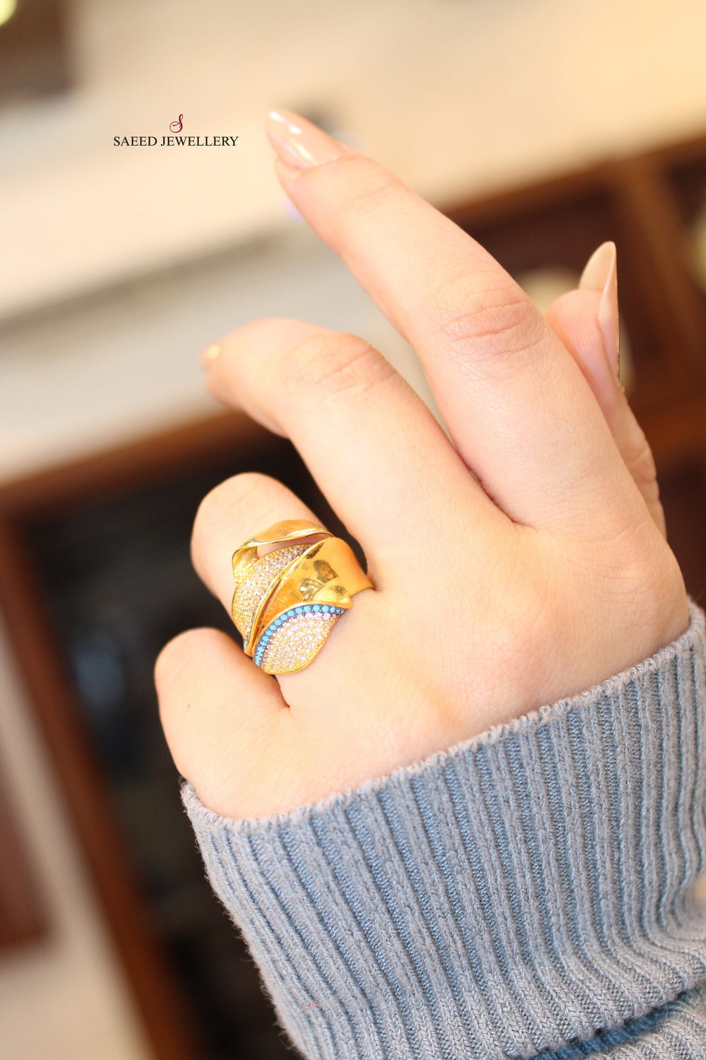 21K Gold Turquoise Ring by Saeed Jewelry - Image 2