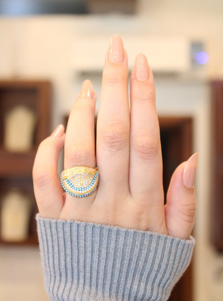 21K Gold Turquoise Ring by Saeed Jewelry - Image 2