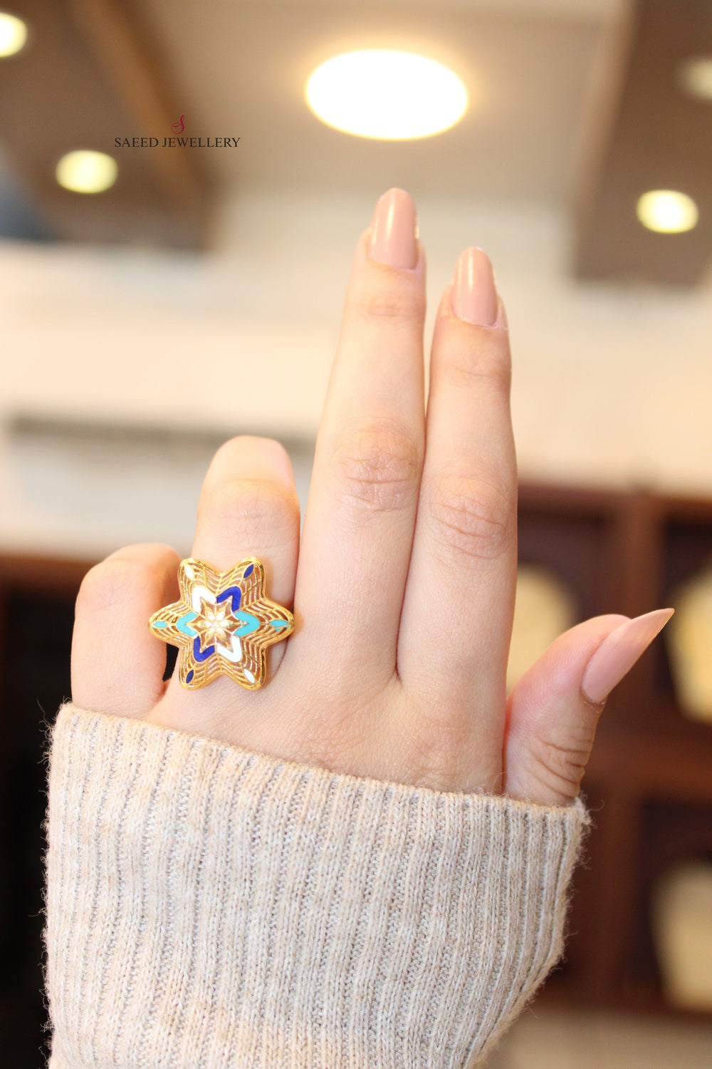 21K Gold Turquoise Ring by Saeed Jewelry - Image 2