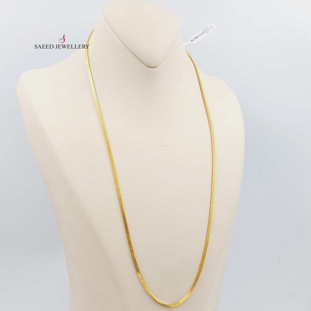 21K Gold 2.5mm Fancy Flat Chain 60cm by Saeed Jewelry - Image 1