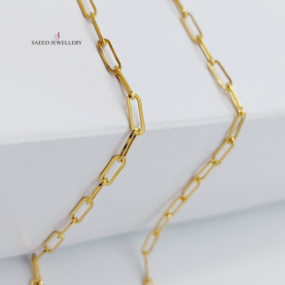 <span>(2.5mm) Paperclip Chain 60cm Made of 21K Yellow Gold</span> by Saeed Jewelry-سنسال-تيفاني-60-سم-متوسط-السماكة