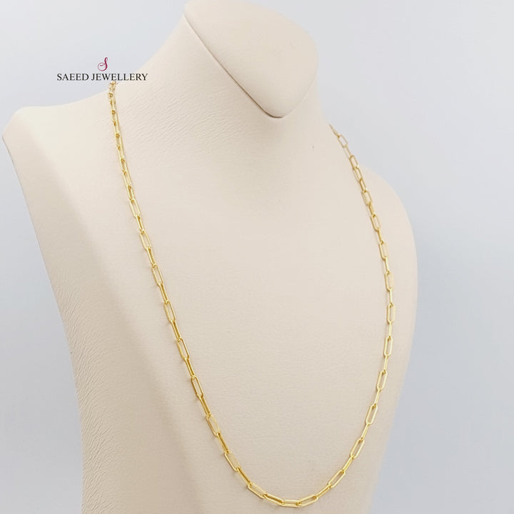 <span>(2.5mm) Paperclip Chain 60cm Made of 21K Yellow Gold</span> by Saeed Jewelry-سنسال-تيفاني-60-سم-متوسط-السماكة