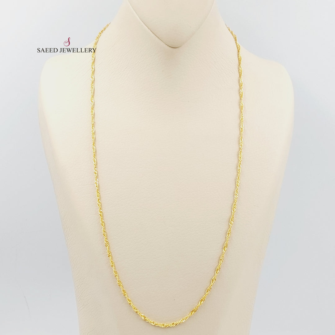 21K Gold 2.5mm Singapore Chain 60cm by Saeed Jewelry - Image 1