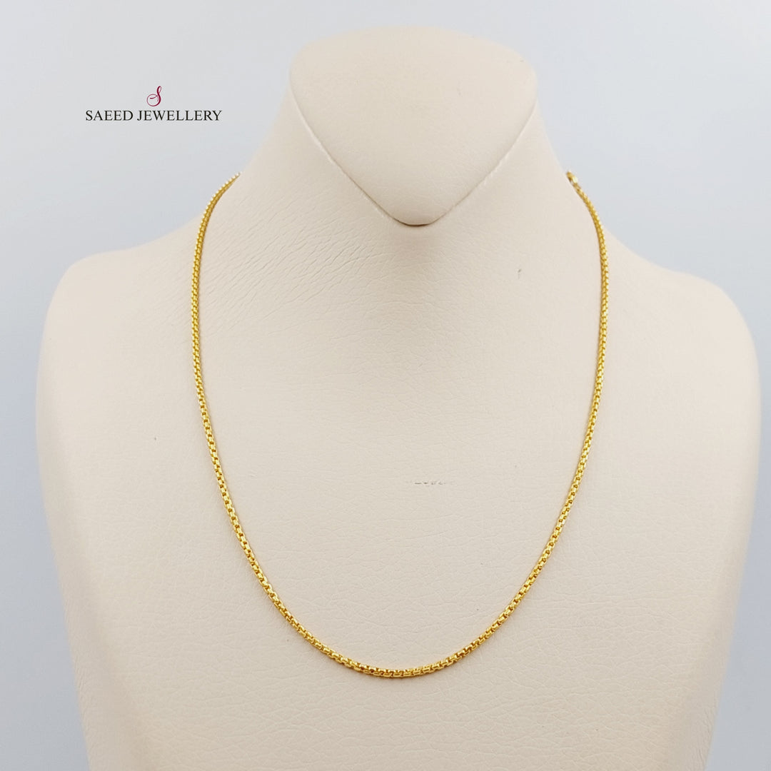 21K Gold 2mm Box Chain 45cm by Saeed Jewelry - Image 1