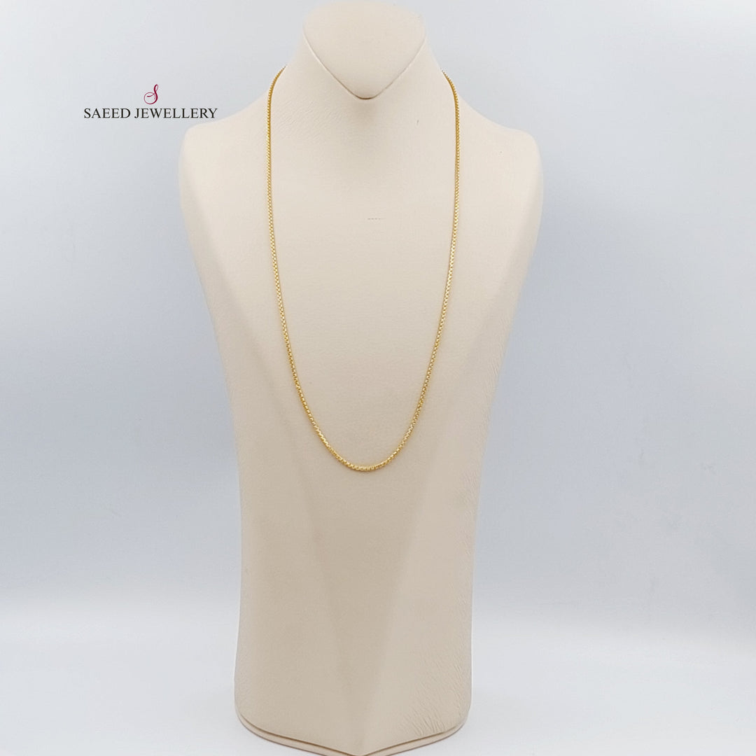 21K Gold 2mm Box Chain by Saeed Jewelry - Image 2