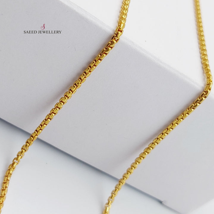 21K Gold 2mm Box Chain by Saeed Jewelry - Image 3