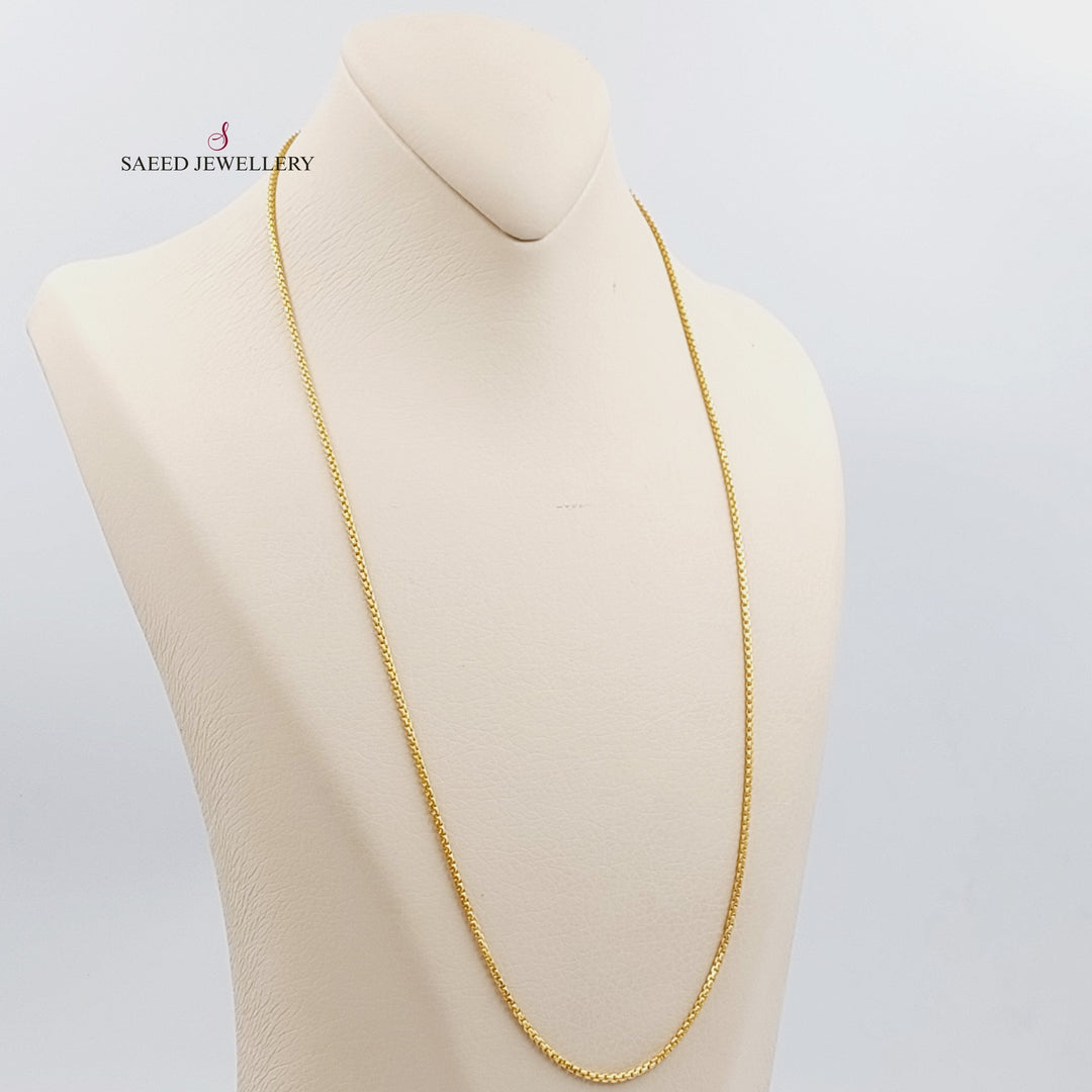 21K Gold 2mm Box Chain by Saeed Jewelry - Image 1