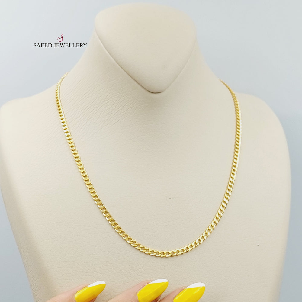 21K Gold 3.5mm Curb Chain 50cm by Saeed Jewelry - Image 2