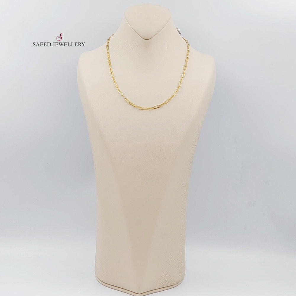 <span>(3.5mm) Paperclip Chain 50cm Made of 21K Yellow Gold</span> by Saeed Jewelry-سنسال-تيفاني-متوسط-السماكة