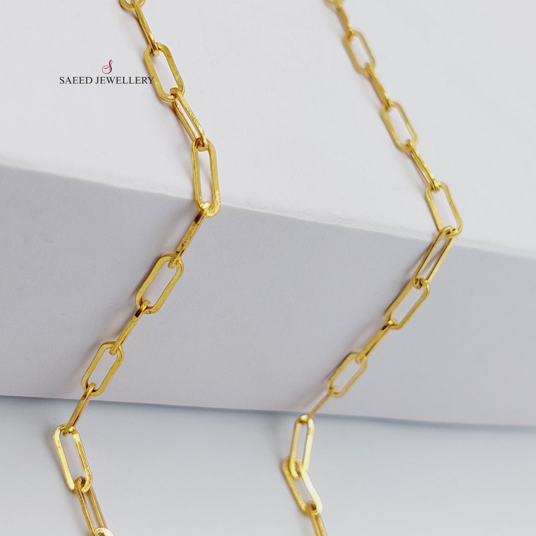 21K Gold 3.5mm Paperclip Chain 50cm by Saeed Jewelry - Image 3