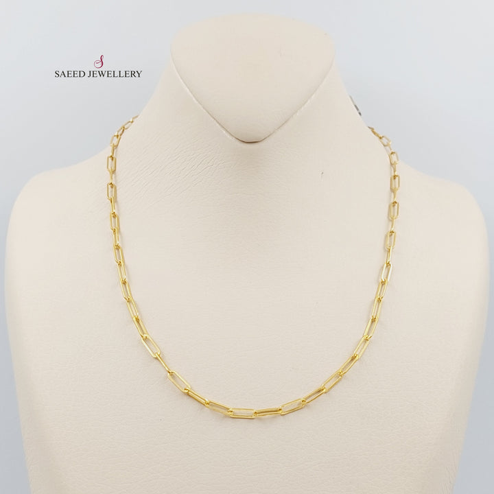 <span>(3.5mm) Paperclip Chain 50cm Made of 21K Yellow Gold</span> by Saeed Jewelry-سنسال-تيفاني-متوسط-السماكة