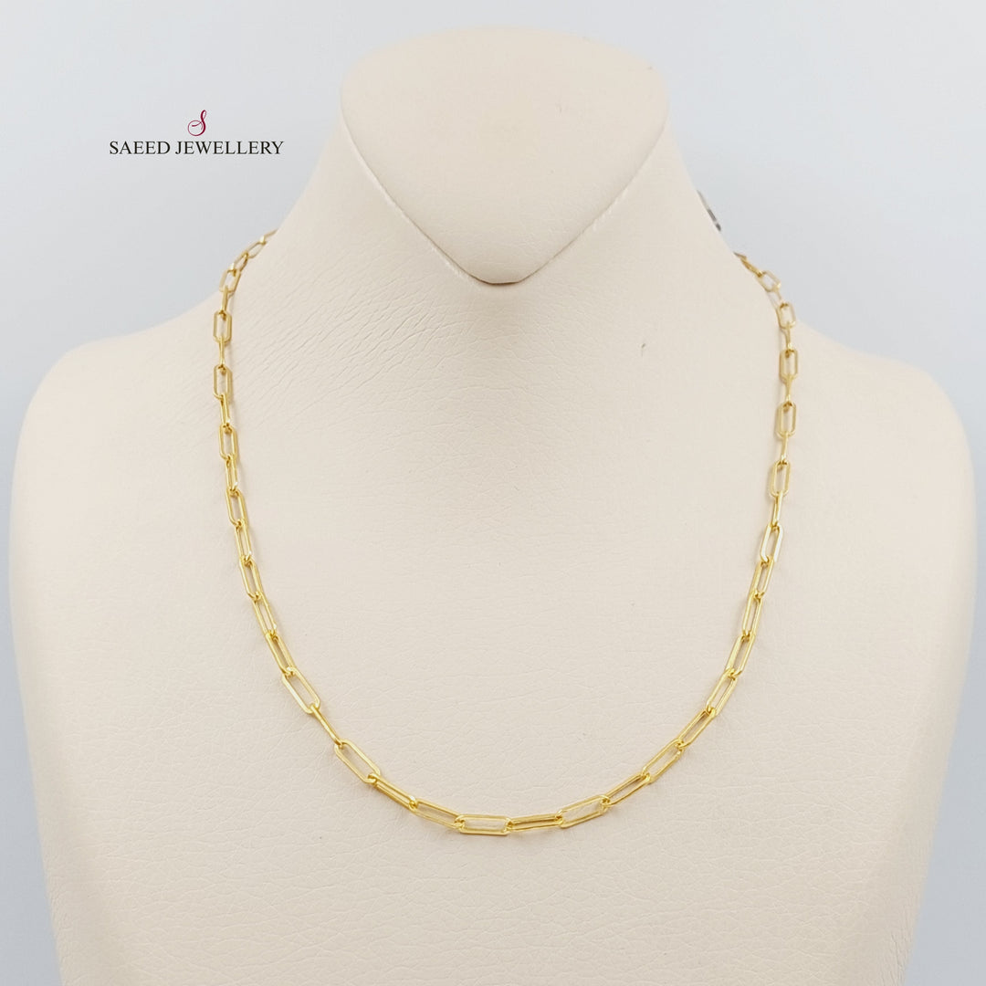 21K Gold 3.5mm Paperclip Chain 50cm by Saeed Jewelry - Image 1