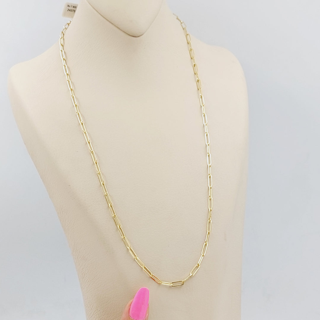 18K Gold 3.5mm Paperclip Chain 60cm by Saeed Jewelry - Image 1