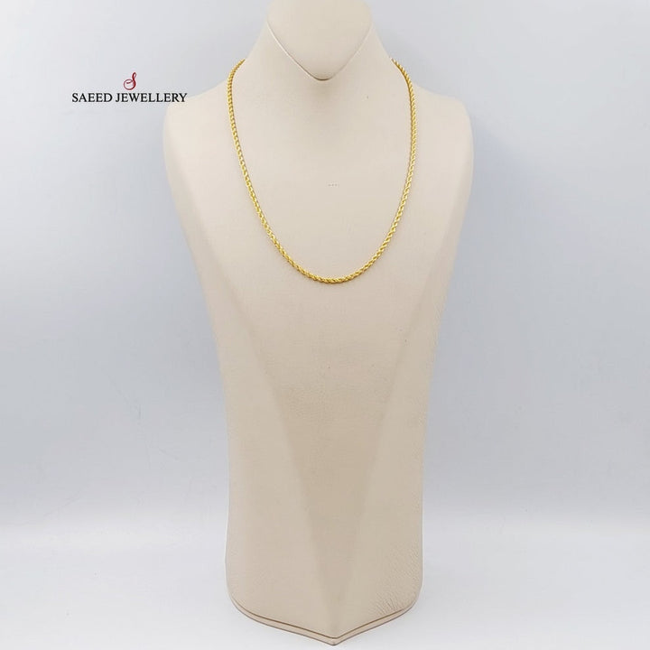 21K Gold 3.5mm Rope Chain 50cm by Saeed Jewelry - Image 4