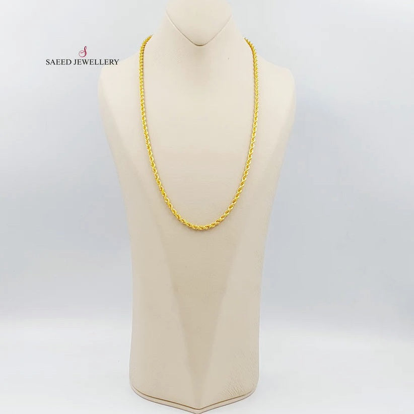 <span>(3.5mm) Rope Chain 60cm Made Of 21K Yellow Gold</span> by Saeed Jewelry-27811