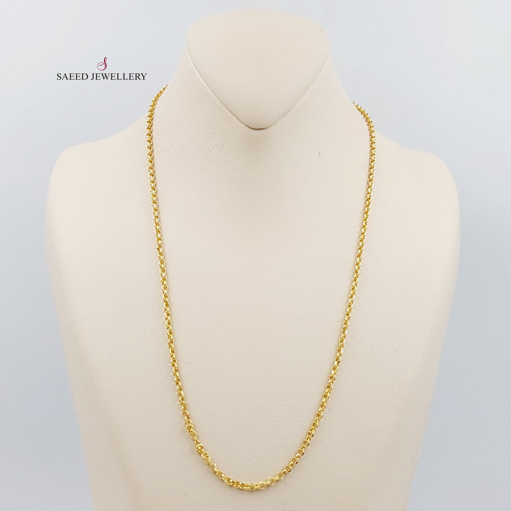 <span>(3mm) Cable Link Chain 50cm Made of 21K Yellow Gold</span> by Saeed Jewelry-سنسال-زرد-50-سم-متوسط-السماكة