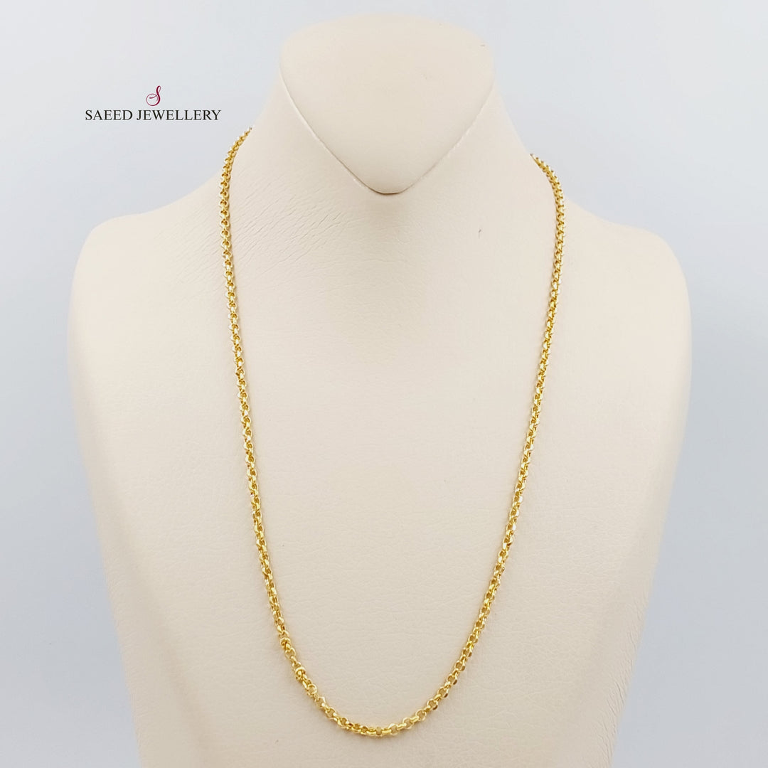 21K Gold 3mm Cable Link Chain 50cm by Saeed Jewelry - Image 2