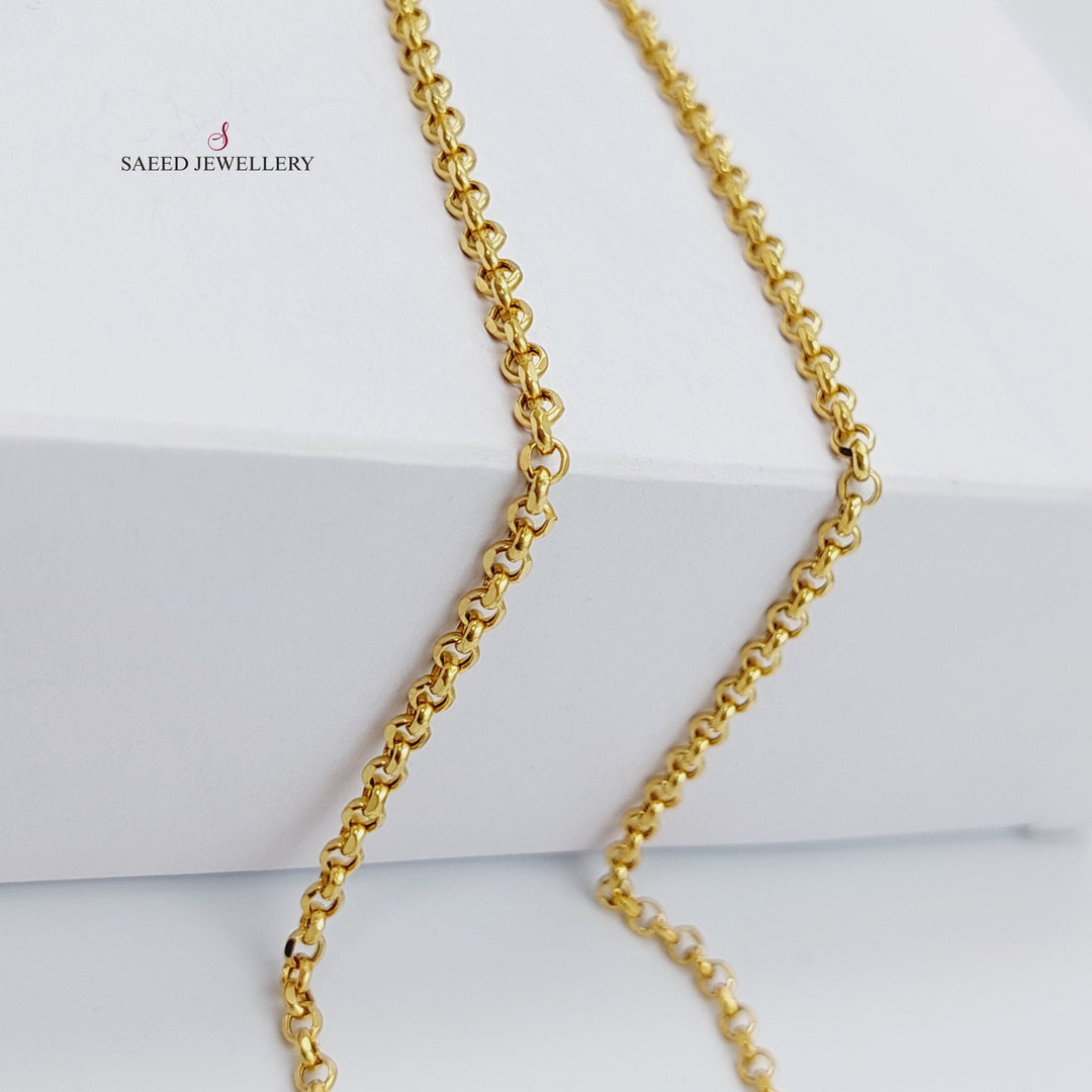 21K Gold 3mm Cable Link Chain 50cm by Saeed Jewelry - Image 5