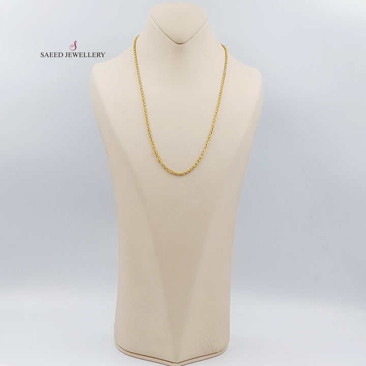 21K Gold 3mm Cable Link Chain 50cm by Saeed Jewelry - Image 1