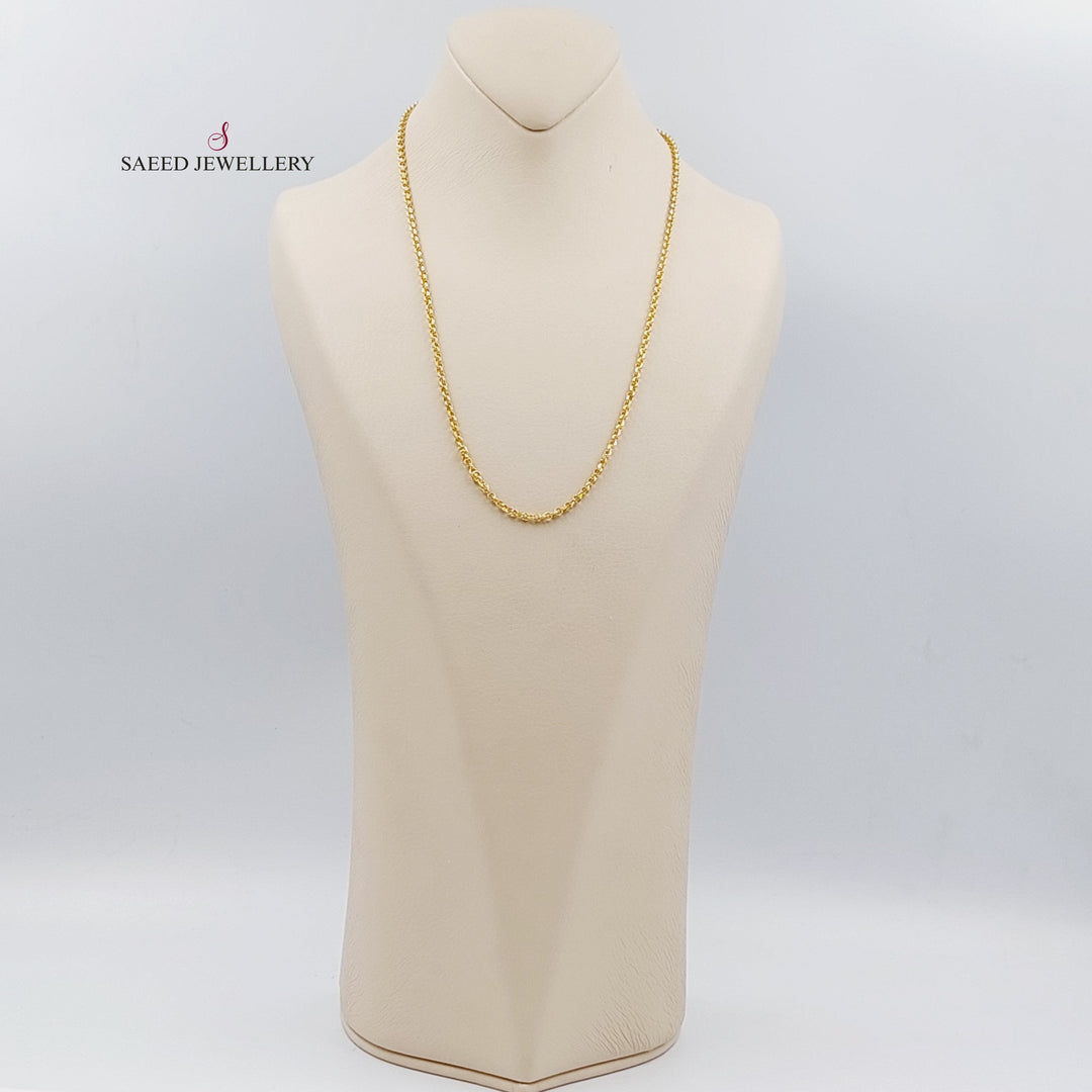 21K Gold 3mm Cable Link Chain by Saeed Jewelry - Image 9