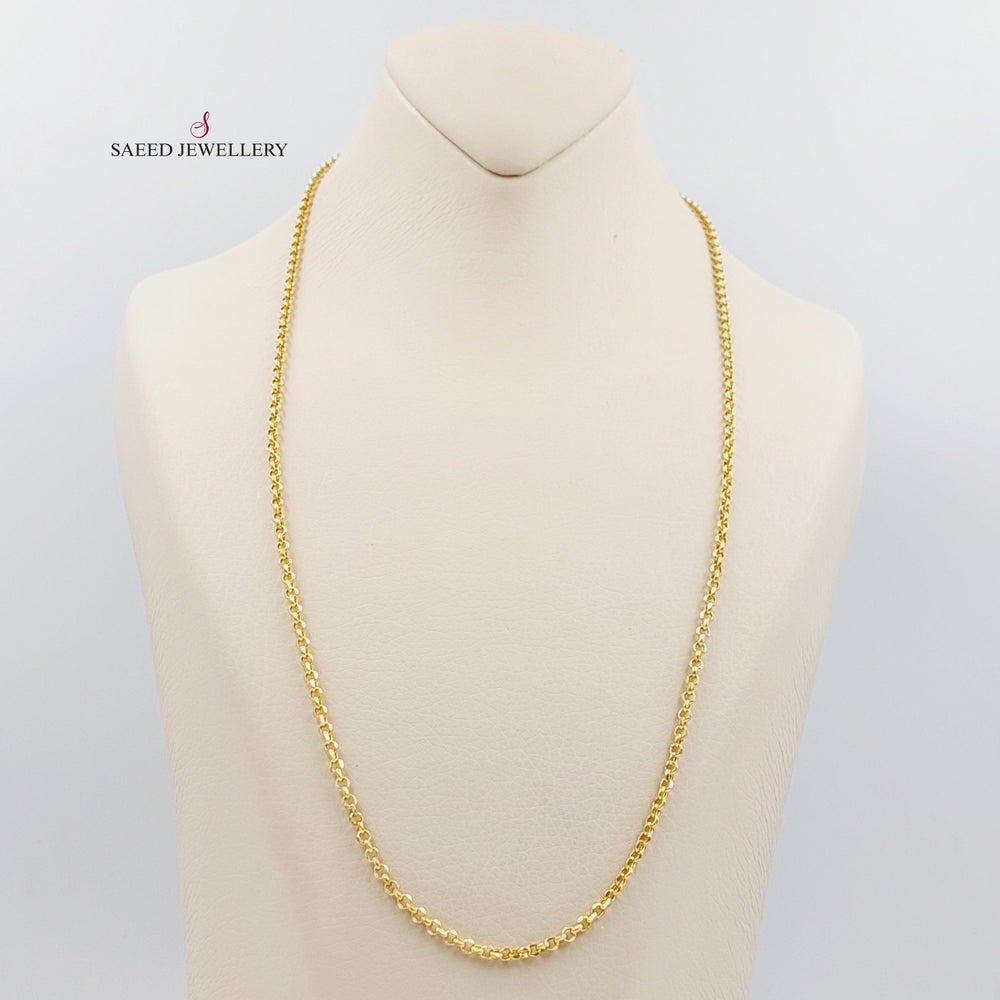 <span>(3mm) Cable Link Chain 60cm Made of 21K Yellow Gold</span> by Saeed Jewelry-سنسال-زرد-60-سم-متوسط-السماكة