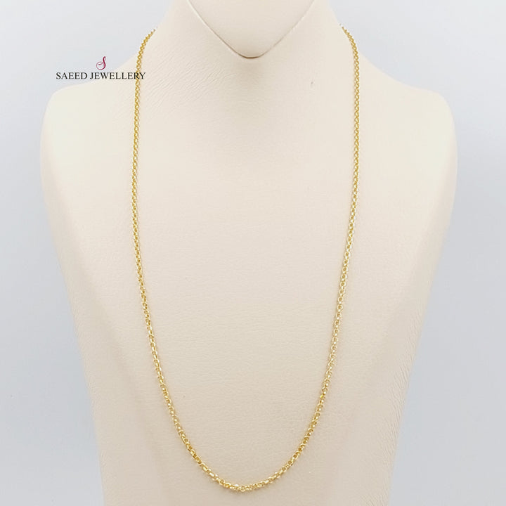 <span>(3mm) Cable Link Chain 60cm Made of 21K Yellow Gold</span> by Saeed Jewelry-سنسال-زرد-60-سم-متوسط-السماكة