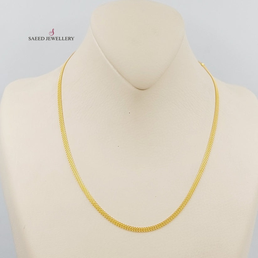 <span>(3mm) Flat Chain 45cm Made of 21K Yellow Gold</span> by Saeed Jewelry-27171