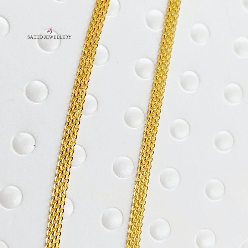 <span>(3mm) Flat Chain 45cm Made of 21K Yellow Gold</span> by Saeed Jewelry-27171