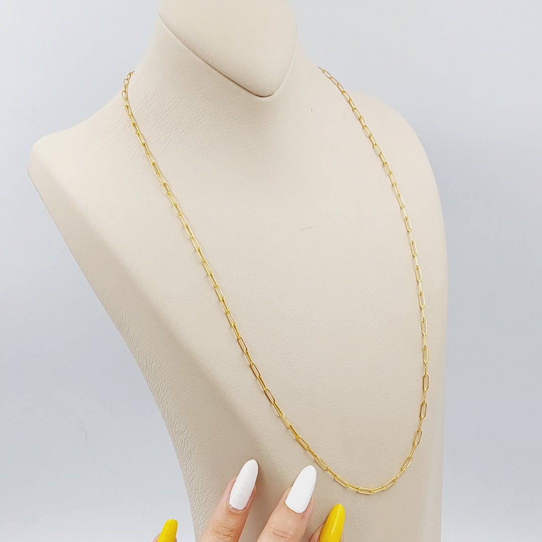 21K Gold 3mm Paperclip Chain 60cm by Saeed Jewelry - Image 2