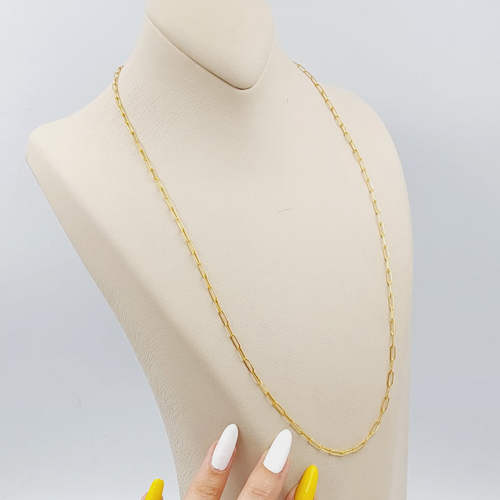 21K Gold 3mm Paperclip Chain 60cm by Saeed Jewelry - Image 2