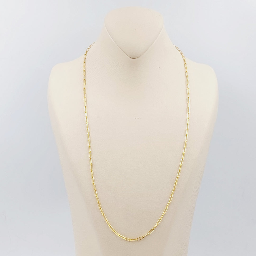 21K Gold 3mm Paperclip Chain 60cm by Saeed Jewelry - Image 1