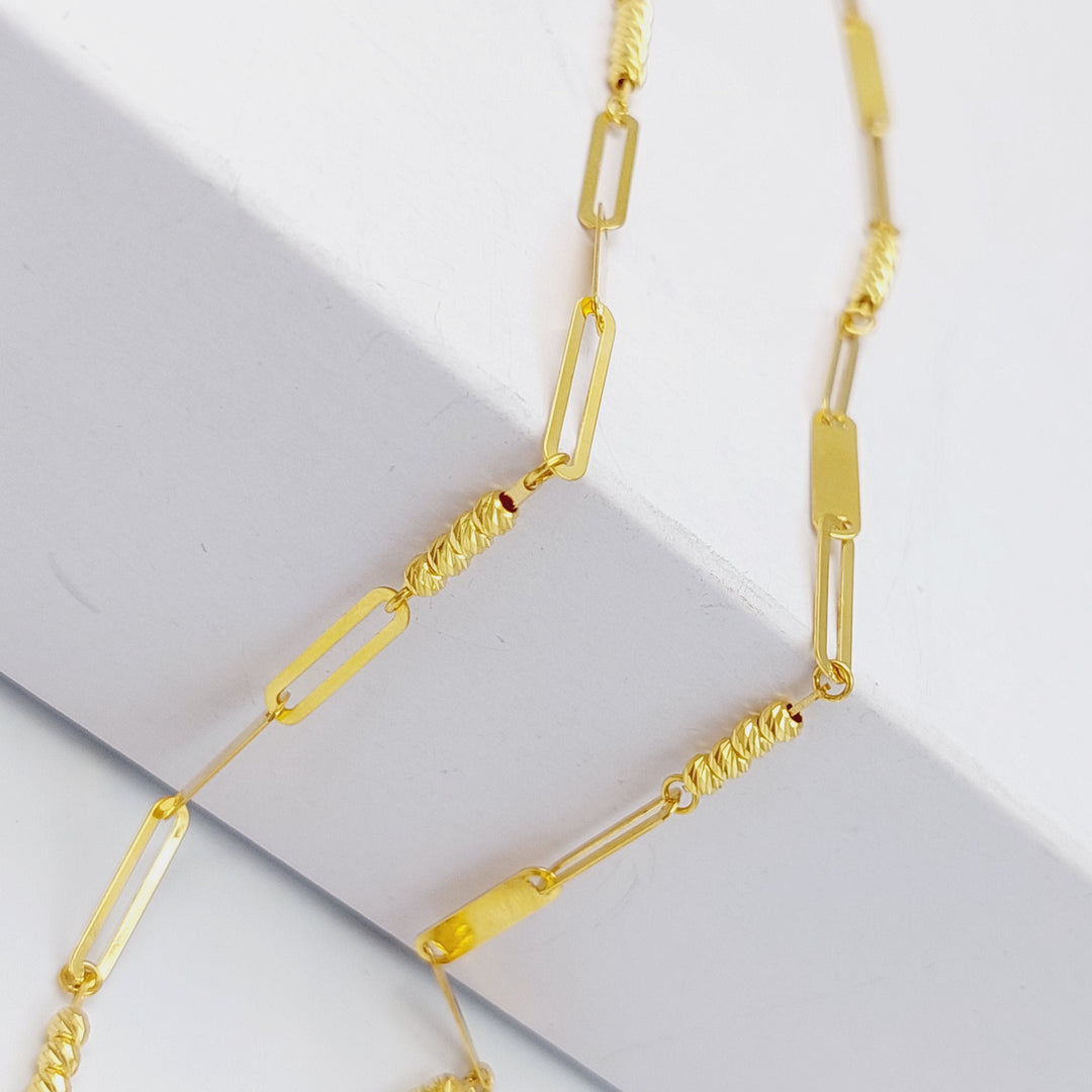 21K Gold 3mm Paperclip Mix Chain 45cm by Saeed Jewelry - Image 2