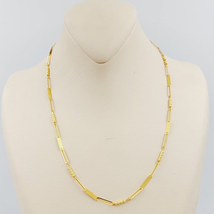 21K Gold 3mm Paperclip Mix Chain 45cm by Saeed Jewelry - Image 3