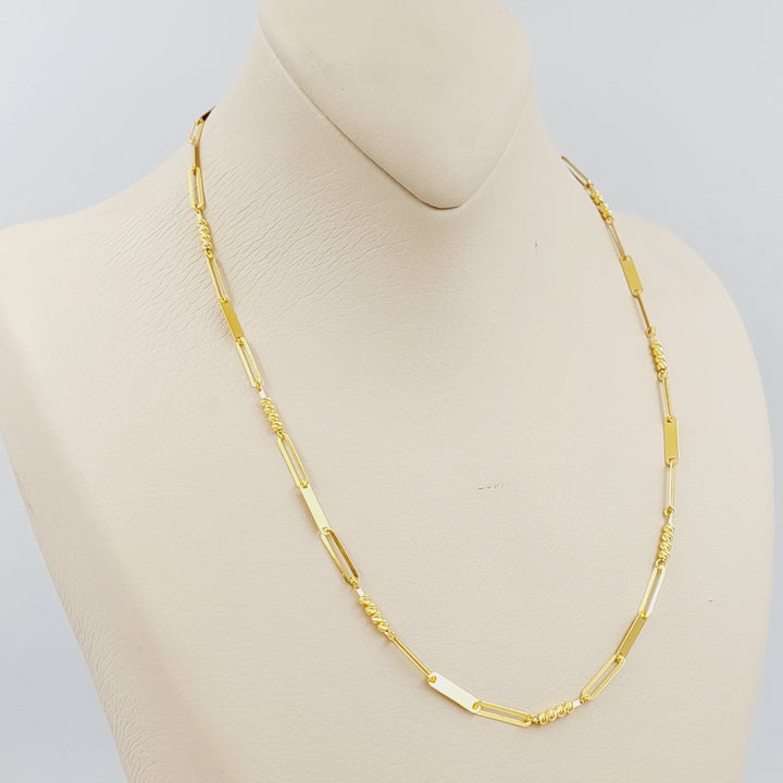 21K Gold 3mm Paperclip Mix Chain 45cm by Saeed Jewelry - Image 1