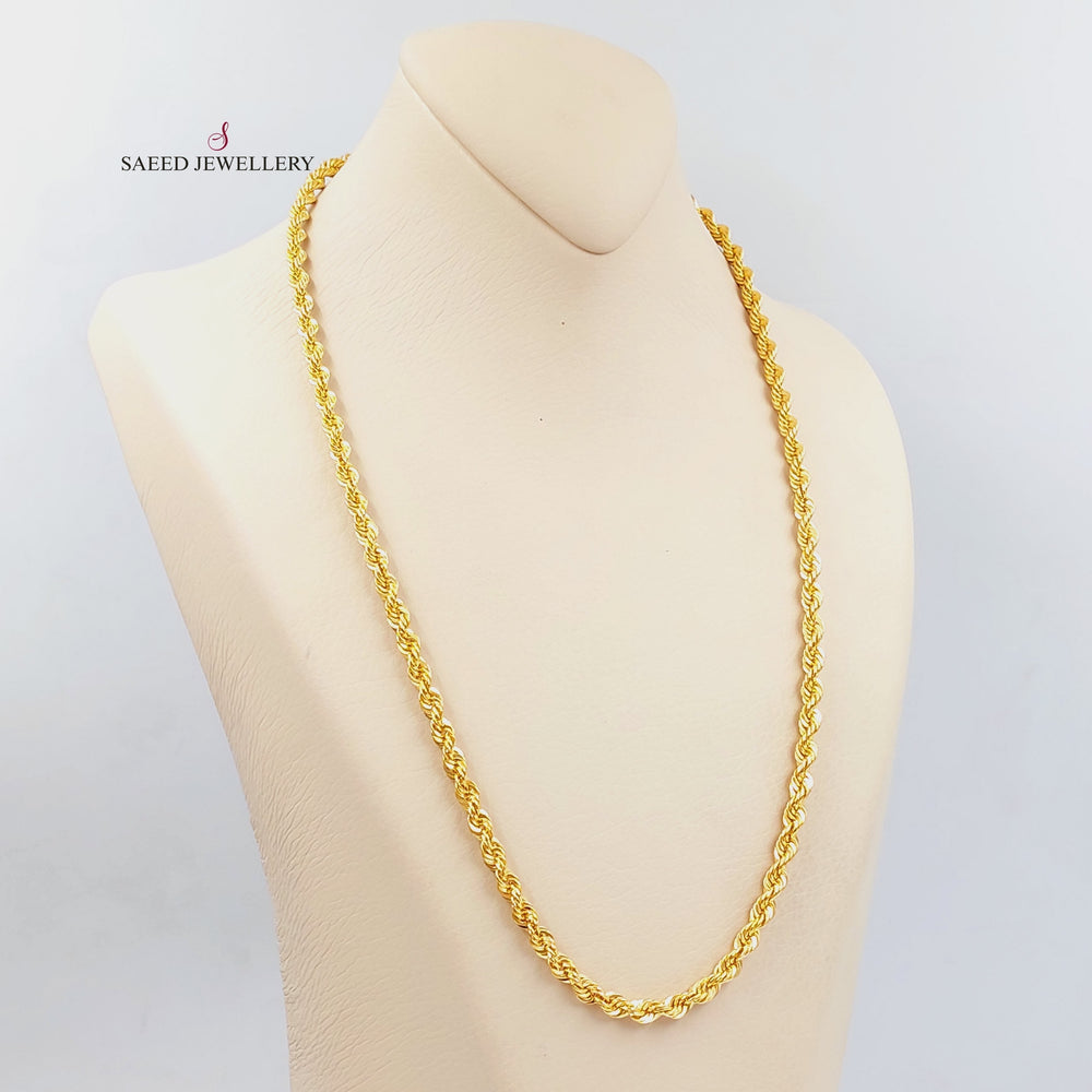 21K Gold 5mm Rope Chain 60cm by Saeed Jewelry - Image 2