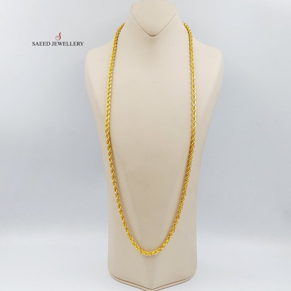 21K Gold 5mm Rope Chain by Saeed Jewelry - Image 4