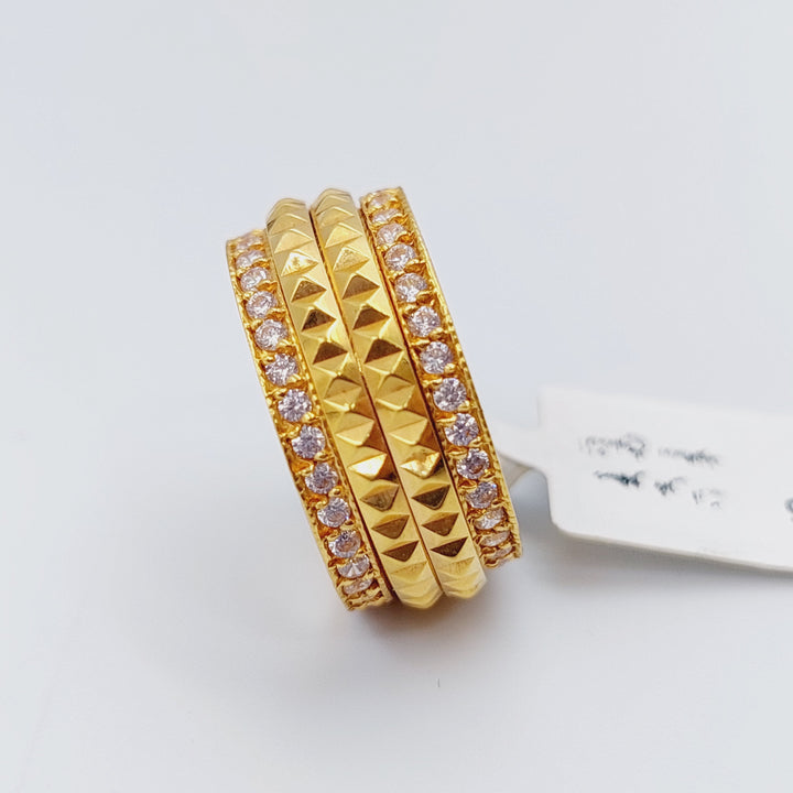 21K Gold Zircon Studded Pyramid Wedding Ring by Saeed Jewelry - Image 3