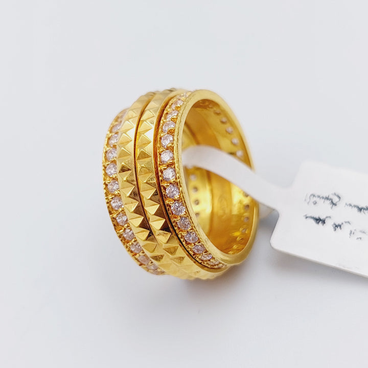 21K Gold Zircon Studded Pyramid Wedding Ring by Saeed Jewelry - Image 4