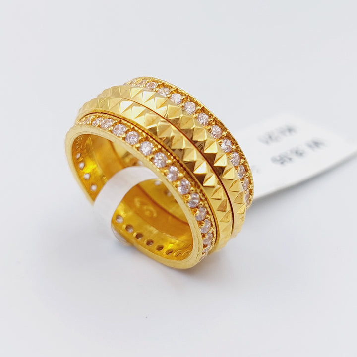 21K Gold Zircon Studded Pyramid Wedding Ring by Saeed Jewelry - Image 1
