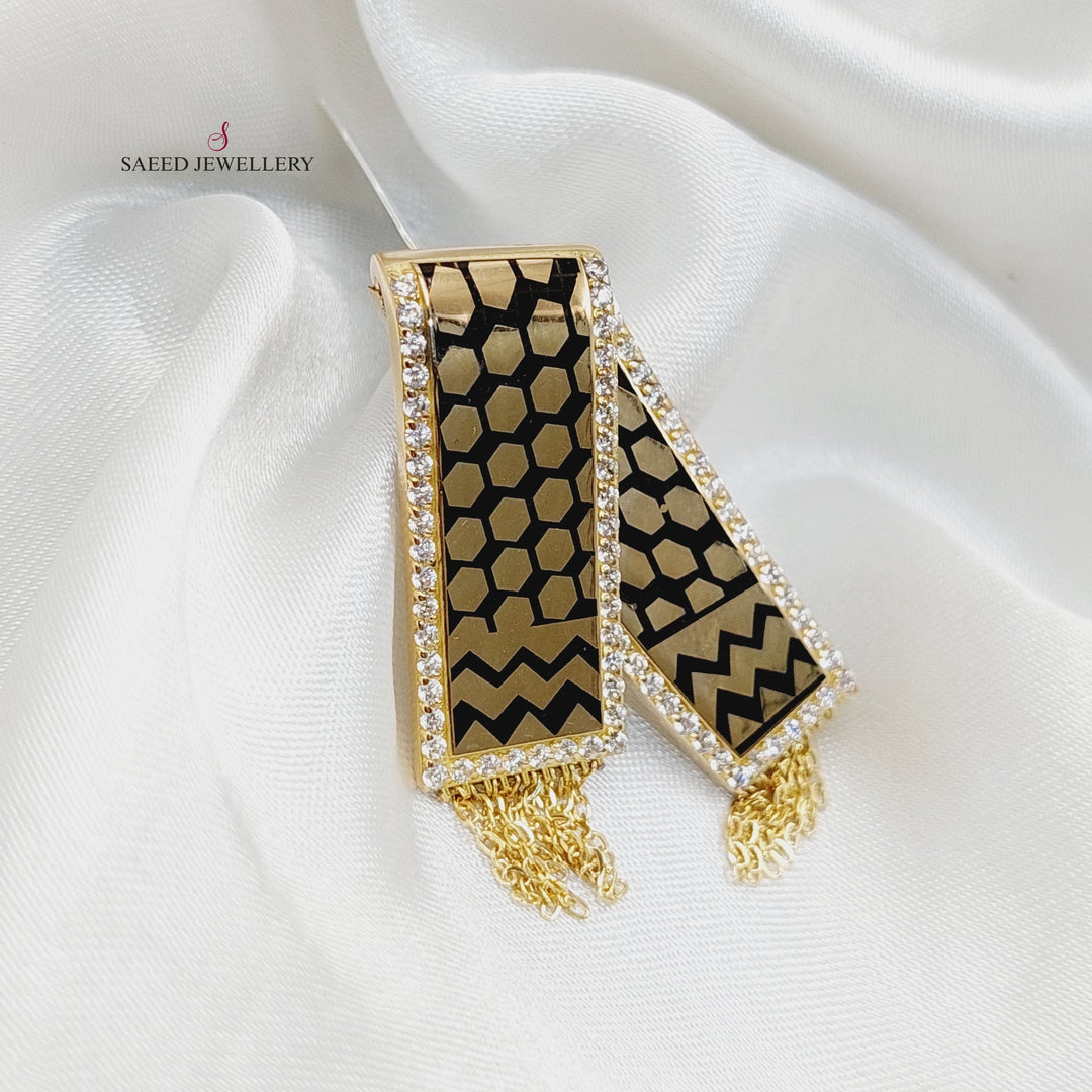 18K Gold "Enameled & Zircon Studded Palestine Pendant" By Saeed Jewelry