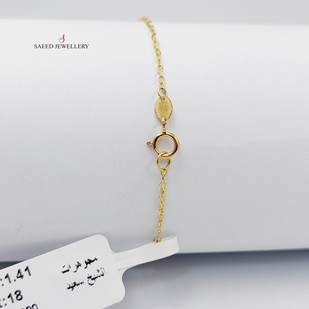 18K Gold "Zircon Studded Paperclip Bracelet" By Saeed Jewelry