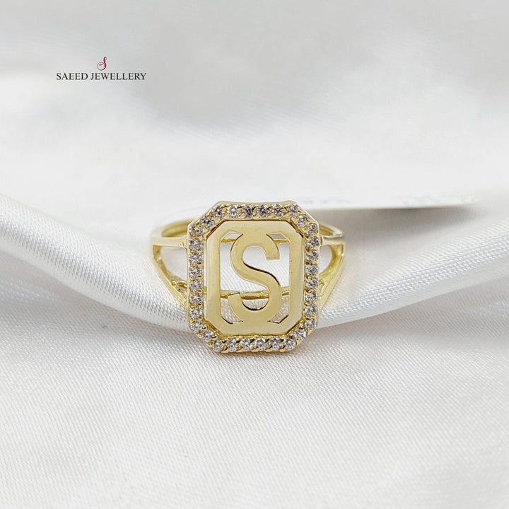 18K Gold "Zircon Studded S Letter" By Saeed Jewelry