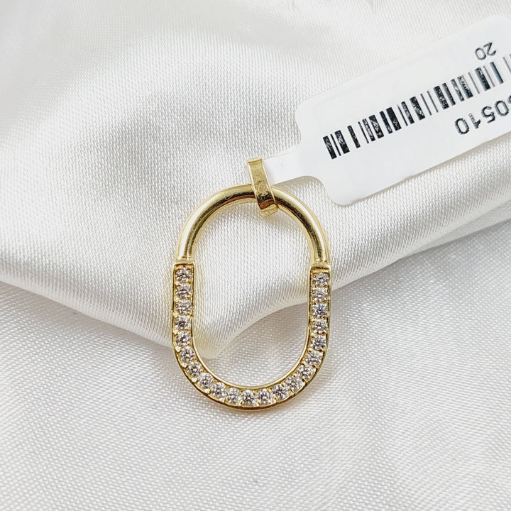 18K Gold "Zircon Studded Paperclip Pendant" By Saeed Jewelry