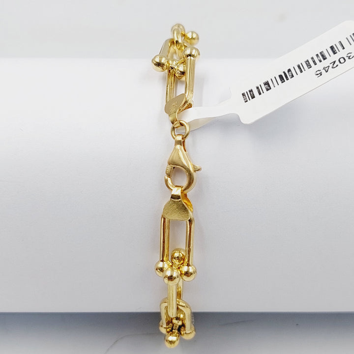 18K Gold "Zircon Studded Paperclip Bracelet" By Saeed Jewelry